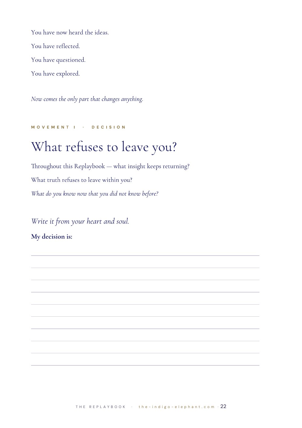 The decision exercise inside the RE-PLAYBOOK